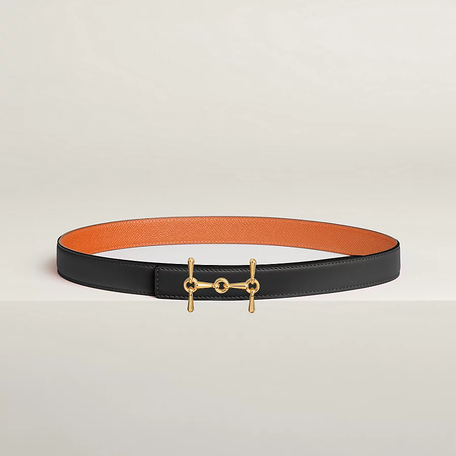 H Equestre belt buckle & Reversible leather strap 24 mm - Image 1